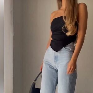 ZARA STRAPLESS SATIN EFFECT SCARF TOP๐ค